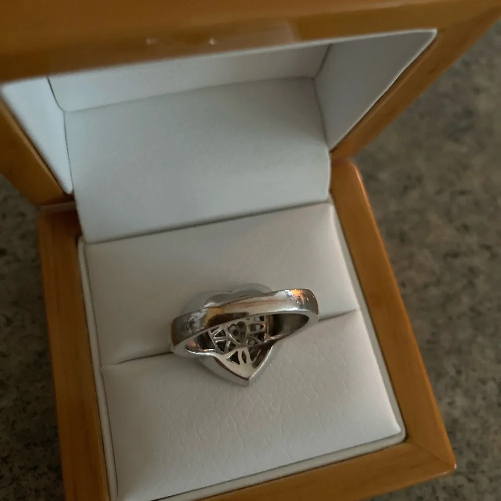 💍 925 Diamond Heart Ring Sterling Silver, Size 7, EUC